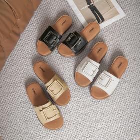 【澳洲品牌】EVERAU真皮拖鞋女夏季外穿时尚一字拖牛筋软底沙滩凉拖EA7034