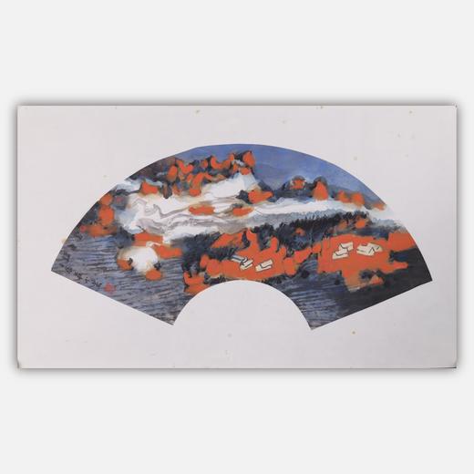 庄小尖《云水谣》国画原作28CM*56CM 手绘宣纸扇面山水作品 商品图0