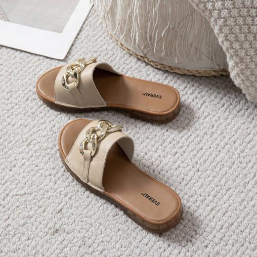 【澳洲品牌】EVERAU真皮头层牛皮拖鞋女外穿皮面沙滩一字拖半拖夏季EA7050 商品图5