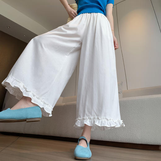 SUDUAN素段木耳花边直筒裤裙 简约百搭 舒适面料 木耳边裤脚 5色可选 商品图6