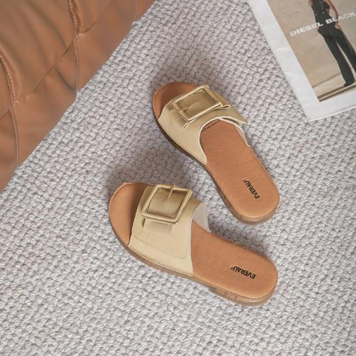 【澳洲品牌】EVERAU真皮拖鞋女夏季外穿时尚一字拖牛筋软底沙滩凉拖EA7034 商品图4