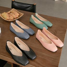 【澳洲品牌】EVERAU春季豆豆鞋单鞋乐福鞋羊皮平跟方头女鞋EA7052