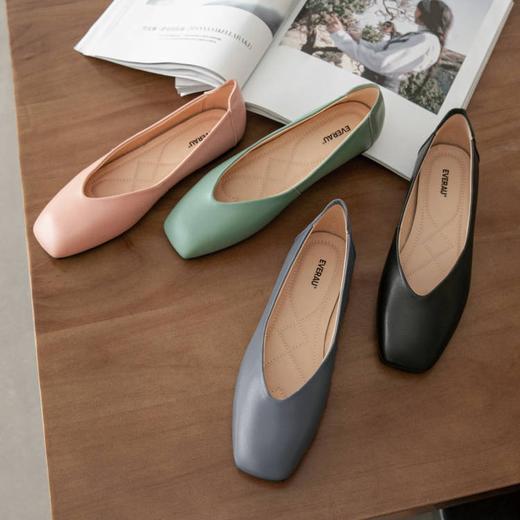 【澳洲品牌】EVERAU春季豆豆鞋单鞋乐福鞋羊皮平跟方头女鞋EA7052 商品图1