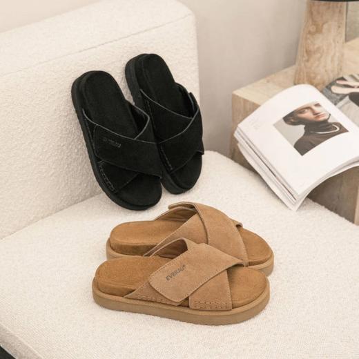 【澳洲品牌】EVERAU女拖鞋夏季一字拖女鞋厚底魔术贴露趾休闲女凉鞋EA2042 商品图0