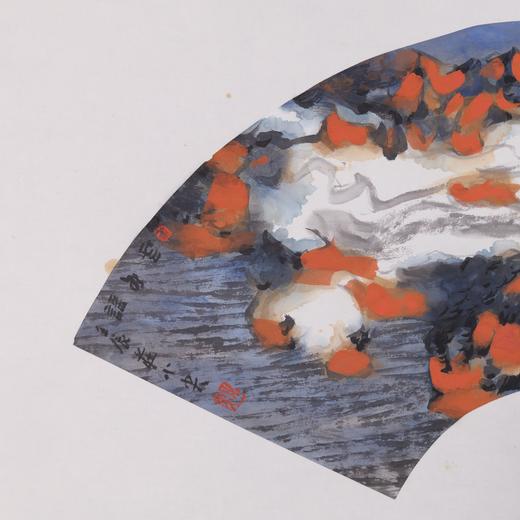 庄小尖《云水谣》国画原作28CM*56CM 手绘宣纸扇面山水作品 商品图2