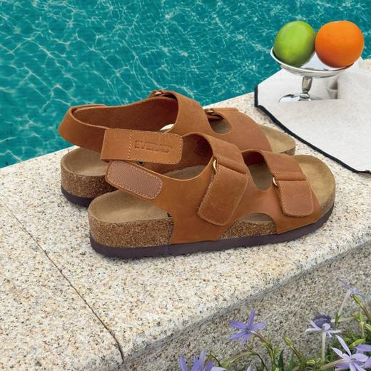 【澳洲品牌】EVERAU真皮休闲勃肯一字拖防滑软木平底凉拖女鞋EA7077 商品图3