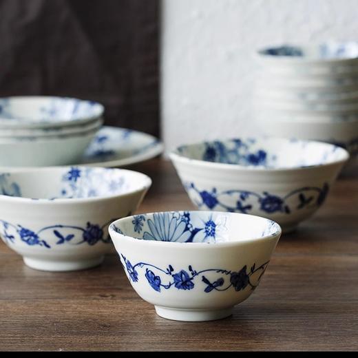日本进口花集碗家用深盘碟子有古窑菜盘日式餐具青花瓷盘子有古窯花聚会12件套装 商品图1