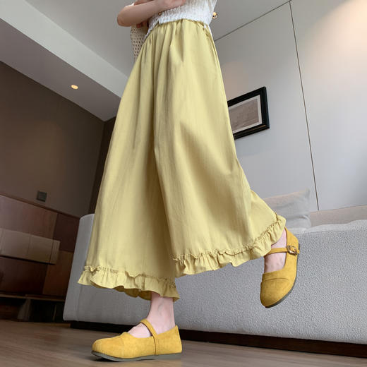 SUDUAN素段木耳花边直筒裤裙 简约百搭 舒适面料 木耳边裤脚 5色可选 商品图5