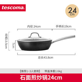 TescomaPRESIDENT系列石面深煎炒锅不粘锅24cm28cm
