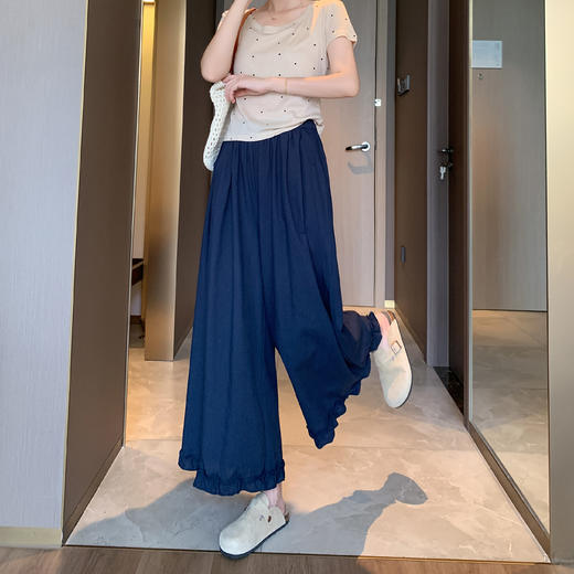 SUDUAN素段木耳花边直筒裤裙 简约百搭 舒适面料 木耳边裤脚 5色可选 商品图8