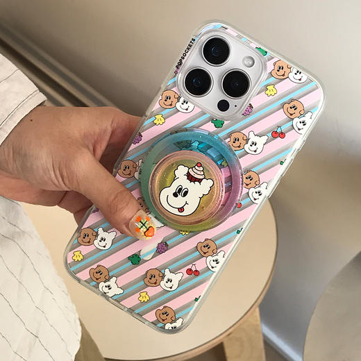 【夏日友达号】缤纷小狗条纹 PopSockets X 1107夏日友达号 POPCASE手机壳 MagSafe Popcase磁吸款 撞色 条纹 吐舌小狗 iPhone17/16/15/14/13 商品图1