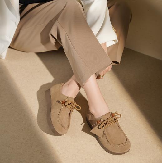 【秋季新款】西村名物2025年秋季新款小方头舒软平底深口单鞋系带乐福鞋X25CM30351 商品图3