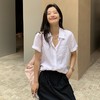 【三色可选】卷卷紫棉麻短袖衬衫 透气清爽舒适 款式百搭显瘦不挑身材 商品缩略图3