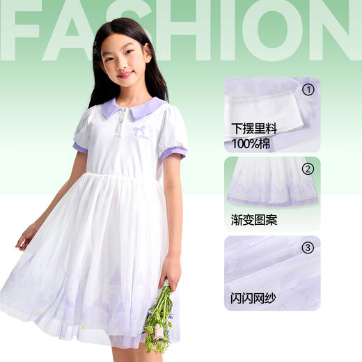 女童网纱拼接甜美连衣裙夏季新款安奈儿童装EG523115 商品图2