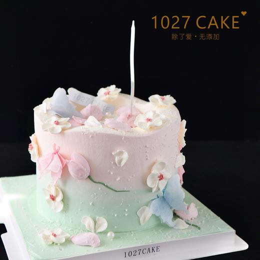 1027CAKE |  粉绿色  裱花蛋糕 刮刀花 商品图1