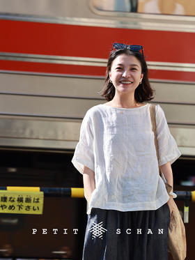 PETIT SCHAN小闪 CLO#856 Supernatural 超自然 一千零一夜系列强捻纯亚麻白色短袖