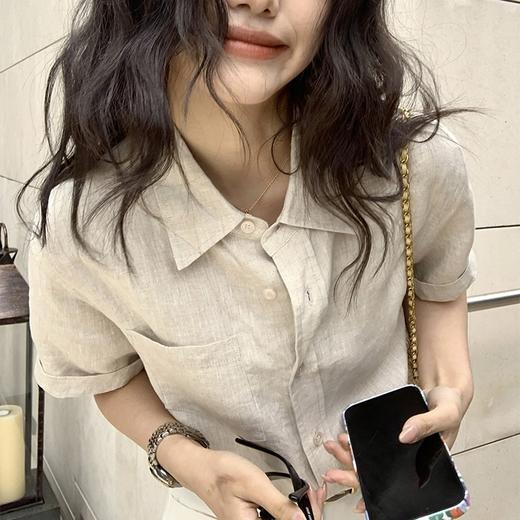 【三色可选】卷卷紫棉麻短袖衬衫 透气清爽舒适 款式百搭显瘦不挑身材 商品图11