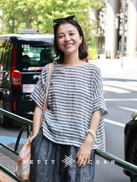 PETIT SCHAN小闪 CLO#855 Sinbad the Sailor 水手辛巴达 一千零一夜系列强捻色织纯亚麻条纹短袖