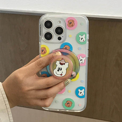 【夏日友达号】樱桃爆珠小狗 PopSockets X 1107夏日友达号 POPGRIP泡泡骚手机粘贴式气囊支架 Glitter闪粉亮片系列 渐变 吐舌小狗 商品图1