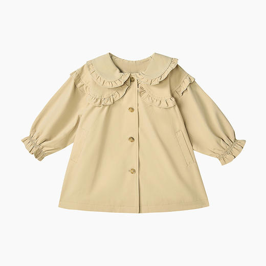 笛莎Deesha 童装女童外套2025秋新款女童双层木耳边翻领风衣 商品图4