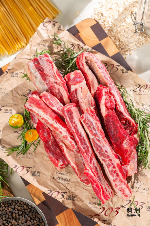 澳洲安格斯牛肋条，100%原切，短谷饲育肥，能看到雪花纹非常好 商品图1