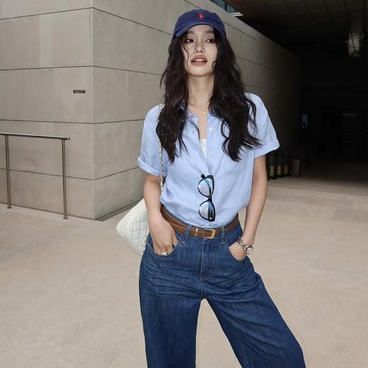 【三色可选】卷卷紫棉麻短袖衬衫 透气清爽舒适 款式百搭显瘦不挑身材 商品图6