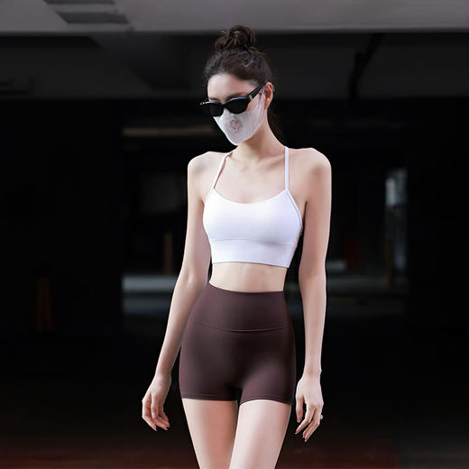 beemen免穿内裤{自带内裤} 运动短裤  高腰收腹  m臀线提臀 背后大口袋（可放置手机）跑步健身瑜伽热辣短裤 商品图1