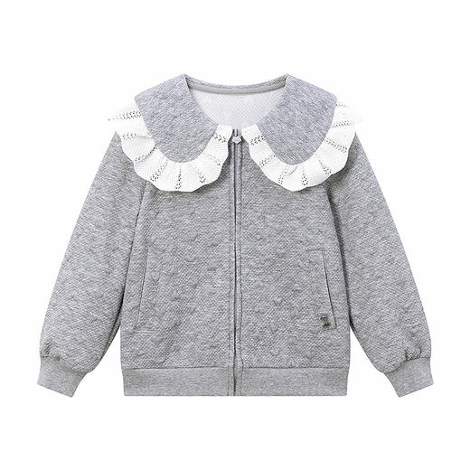 笛莎Deesha 童装女童外套2025秋新款女童撞色花边大翻领外套 商品图4