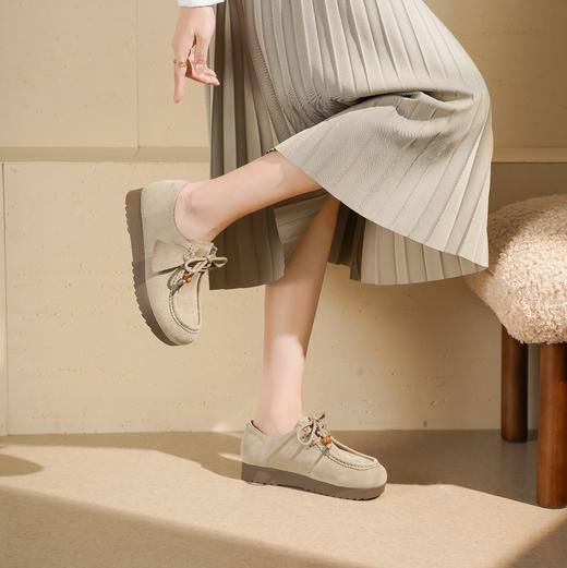 【秋季新款】西村名物2025年秋季新款小方头舒软平底深口单鞋系带乐福鞋X25CM30351 商品图4