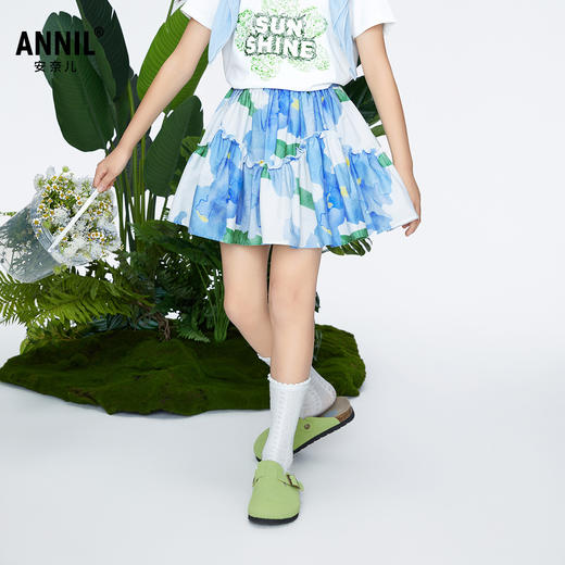 【实体店同款】女童透气全棉印花半裙裙子新款安奈儿童装AG423806 商品图1