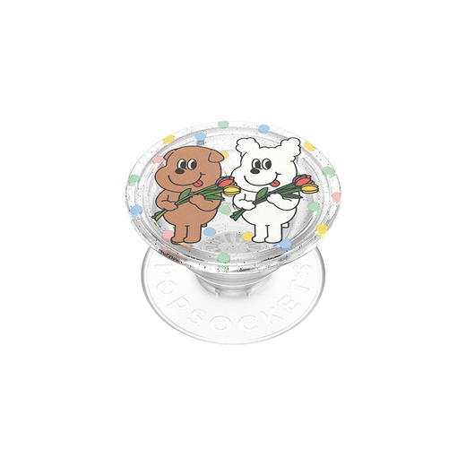 【夏日友达号】一起出游 PopSockets X 1107夏日友达号 POPGRIP泡泡骚手机粘贴式气囊支架 Glitter闪粉亮片系列 透明 吐舌小狗 商品图0