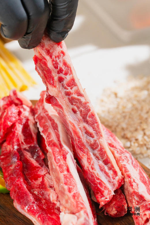 澳洲安格斯牛肋条，100%原切，短谷饲育肥，能看到雪花纹非常好 商品图3