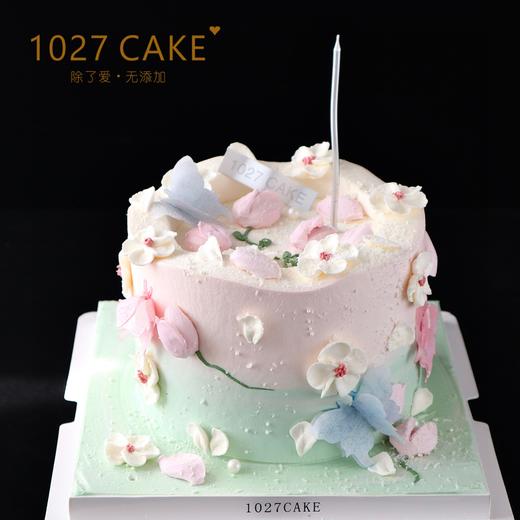 1027CAKE |  粉绿色  裱花蛋糕 刮刀花 商品图0