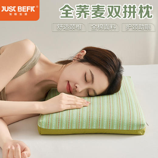 【品牌直发】加倍生活 3D条纹双拼枕荞麦枕 养生枕头枕芯 舒适颈椎 甄选大凉山荞麦壳 商品图0