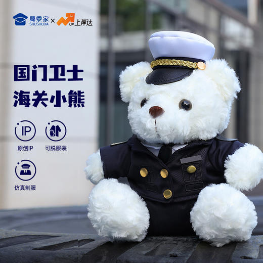 【海关小熊】创意毛绒小熊公仔儿童玩具服装可脱送礼礼物 商品图0