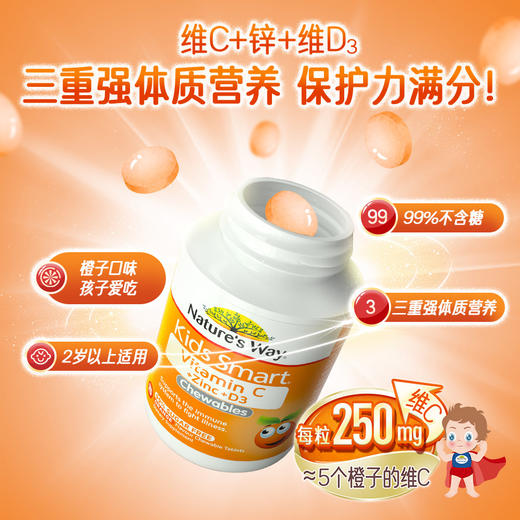 佳思敏（Nature's Way）儿童 VC+锌+D3咀嚼片75片(甜橙味) 商品图1