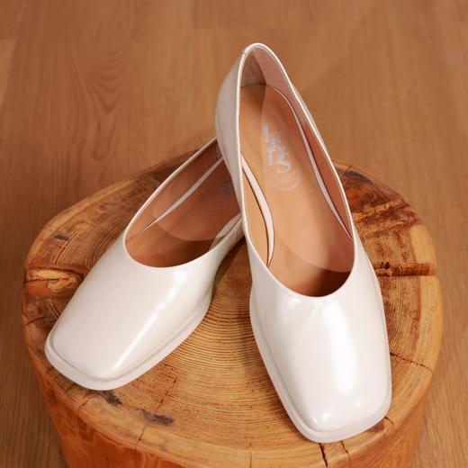 【抖音专属】方头浅口平底鞋（D1865-1-白色） 商品图2