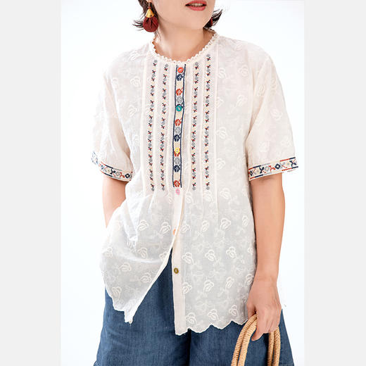 重工刺绣蕾丝衬衫 商品图2
