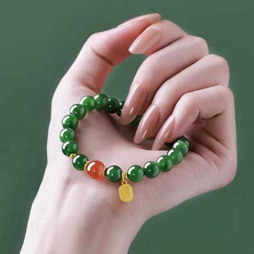 碧血丹心南红玛瑙和田玉碧玉精品手串8mm 商品图2