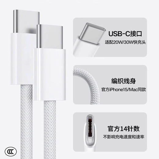 PD30W新款苹果快充数据线2米快充编织充电线双C【盒装】 商品图4