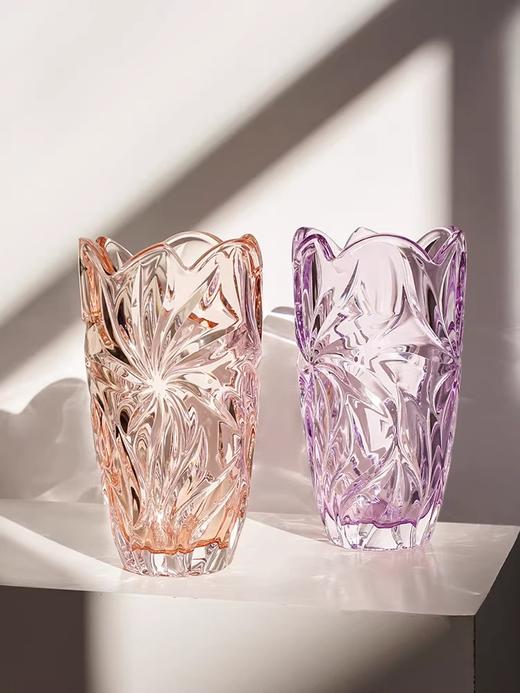 BOHEMIA捷克水晶玻璃花瓶 透明红色北欧轻奢古典客厅摆件婚礼中古波西米亚弗洛拉花瓶28cm-YHD 商品图3