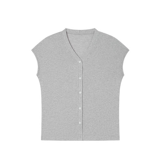 【自由随性，时髦百搭】【亲肤透气，柔软舒适】新款夏季莱赛尔天丝亚麻V领纽扣开衫短袖针织亚麻圆领撞色短袖T桖上衣100% 商品图4