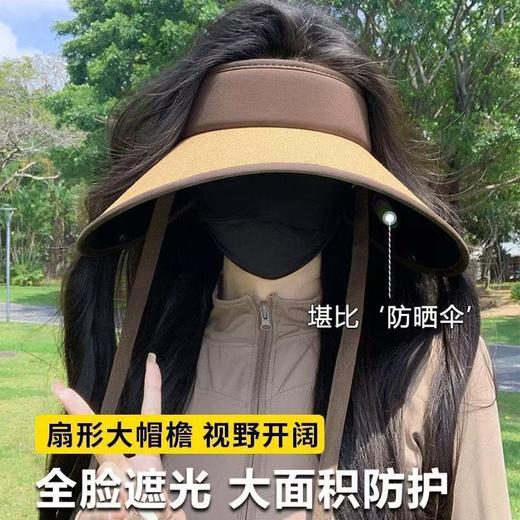 「全脸遮光！可拆卸披肩」骑车空顶遮阳帽女草编黑胶帽披肩可折叠大檐防晒帽防紫外线太阳帽配饰 商品图3