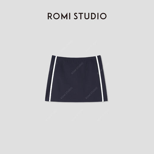 ROMI STUDIO“简约复古”高密罗马棉撞色松紧腰迷你短裙 RWCSXT2876 商品图4
