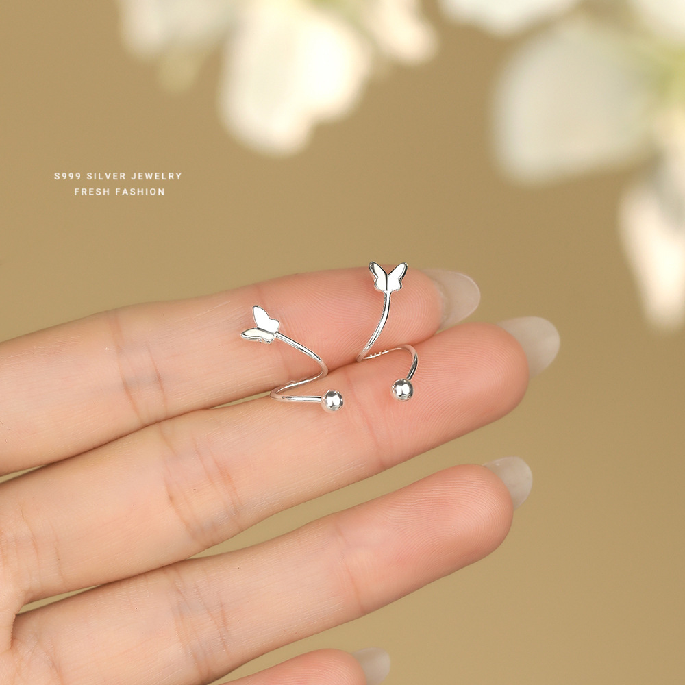 【蝴蝶绘迹】S999纯银螺旋曲线蝴蝶莫比乌斯耳钉【YXS-E5514】