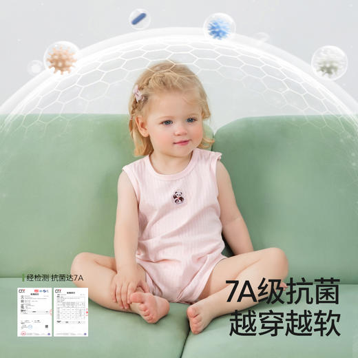 贝肽斯[自呼吸]婴儿衣服夏薄款背心包屁衣新生宝宝无袖连体衣纯棉 商品图4