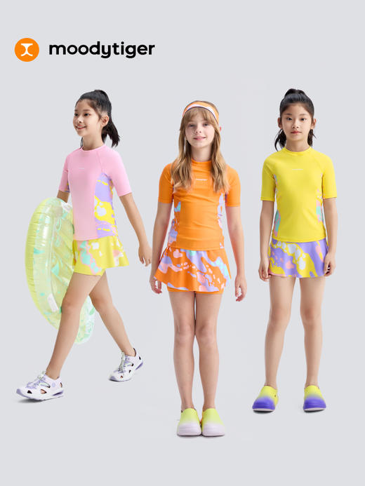 【DR暑假】女童泳衣25夏季新款减阻抗氯水上短袖短半身裙522153010 商品图2
