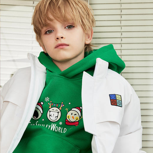 SMILEY WORLD儿童羽绒服冬季保暖儿童印花白鸭绒外套S23435Y065 商品图3