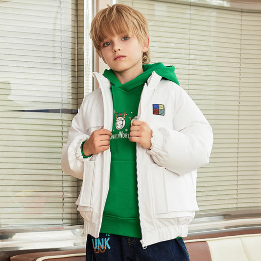 SMILEY WORLD儿童羽绒服冬季保暖儿童印花白鸭绒外套S23435Y065 商品图4