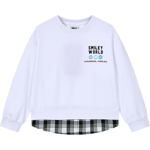 SMILEY WORLD秋季儿童假两件潮流出街卫衣薄款休闲宽松上衣S23315T057 商品图5